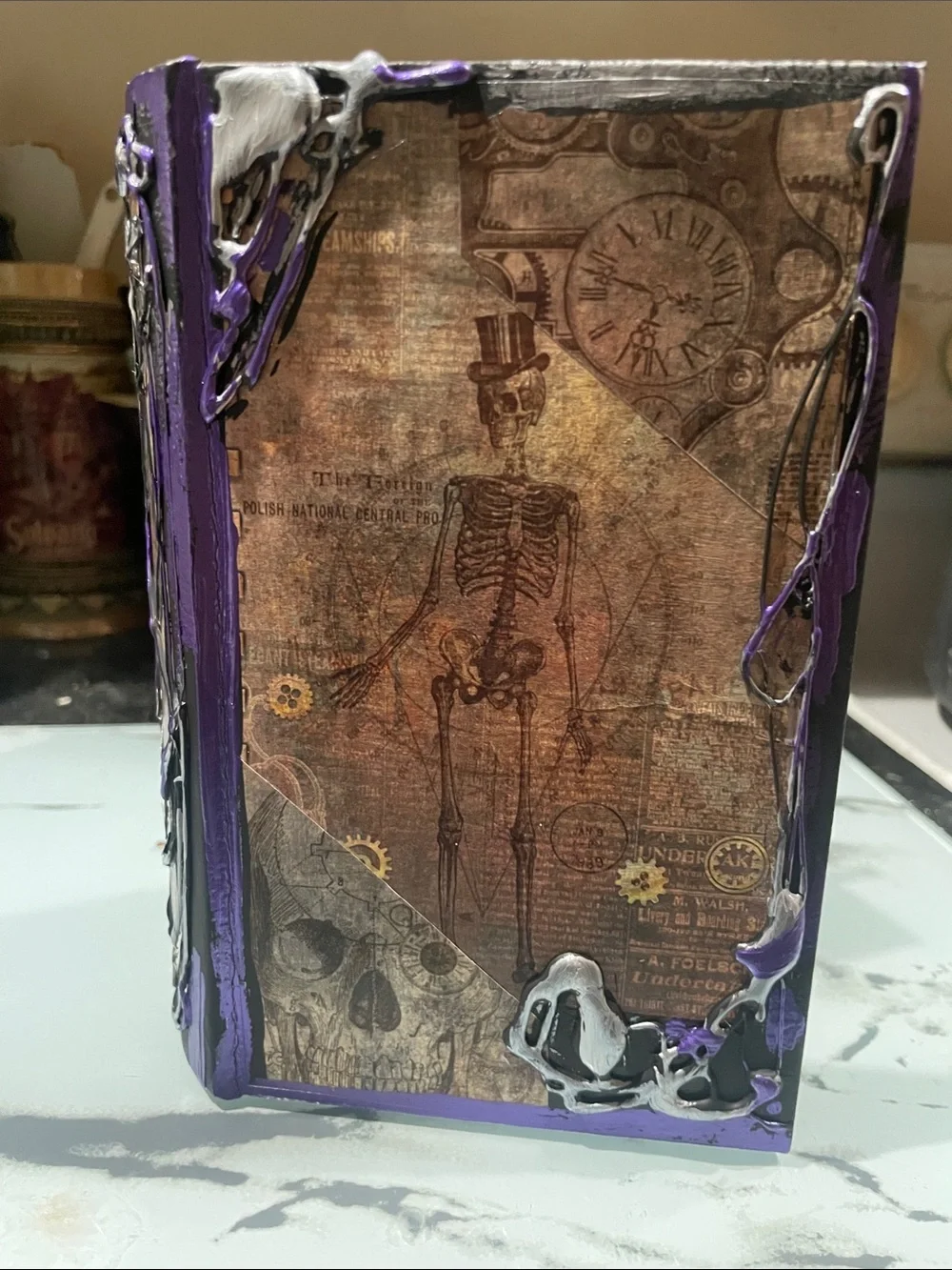 Steampunk Skull Book Box - Picture 1 of 6